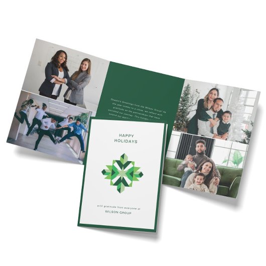 抽象的な雪の結晶の法人向けホリデーカード 三つ折りクリスマスカード