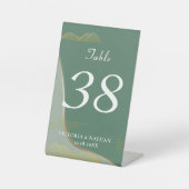 抽象的な雲のパターン ゴールド ライン テーブル ナンバー ペデ 台座サイン (正面)