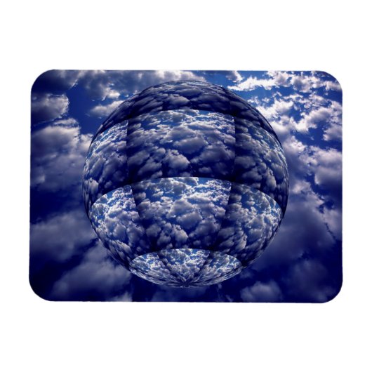 抽象的な雲の3D球体 マグネット (横)