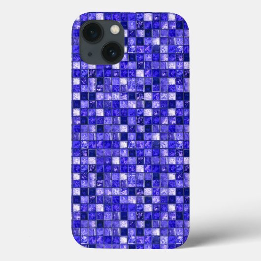 抽象的な青いモザイクデザインと輝くテクスチャ Case-Mate iPhoneケース (裏面)