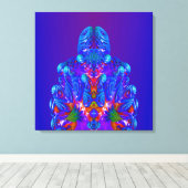 抽象的な青いロボット キャンバスプリント (インサイチュ (ウッドフロア))