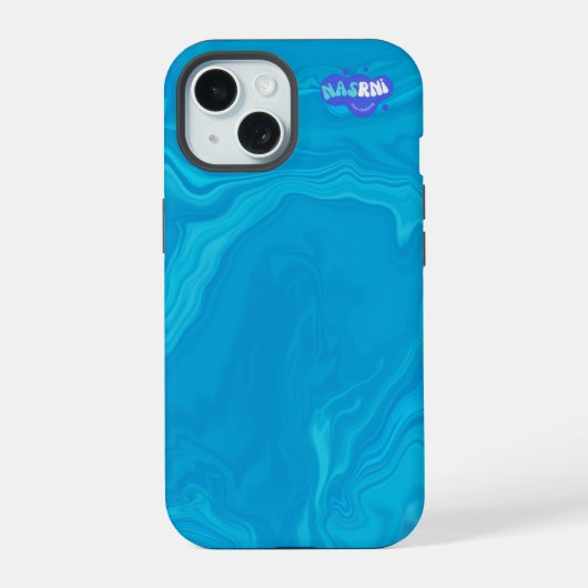 抽象的な青い大理石のカスタマイズHPノートパソコン iPhone 15ケース (裏面)