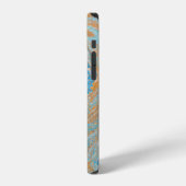 抽象的な青い大理石のテクスチャ iPhoneケース (左側面)