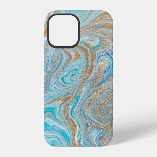 抽象的な青い大理石のテクスチャ iPhoneケース (裏面)