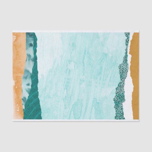 抽象的な青い川の紙のデコパージュ 薄葉紙 (正面)