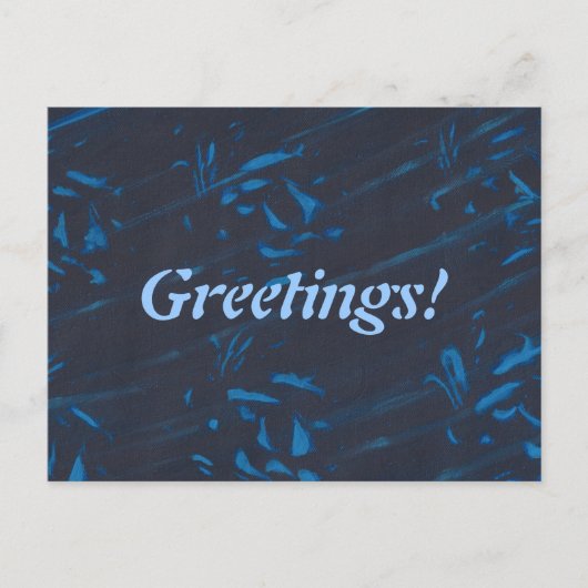抽象的な青い形のネイビー ブラック ポストカード (正面)