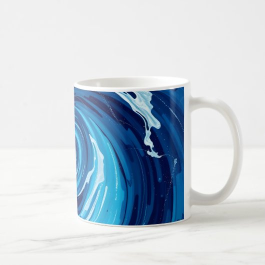 抽象的な青い波 コーヒーマグカップ (右)