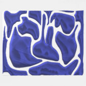 抽象的な青い流動的な形状 - 3Dモダンアート フリースブランケット (正面(横))