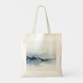 抽象的な青い海の波の油絵 海岸風景 トートバッグ (裏面)