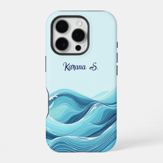 抽象的な青い海の波 iPhoneケース (裏面)