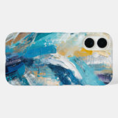 抽象的な青い筆致のモダンアート Case-Mate iPhoneケース (裏面 (横))