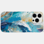抽象的な青い筆致のモダンアート Case-Mate iPhoneケース (裏面 (横))