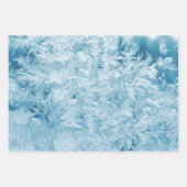 抽象的な青い羽と雪の結晶 ラッピングペーパーシート (正面2)