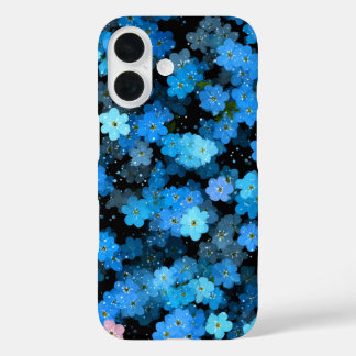 抽象的な青い花 iPhone 16ケース