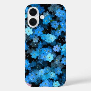 抽象的な青い花 iPhone 16ケース