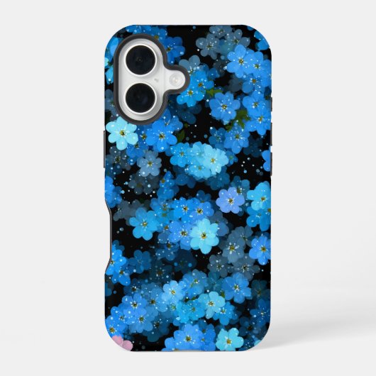抽象的な青い花 iPhone 16ケース (裏面)