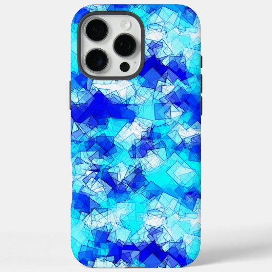抽象的な青い重なり合う四角形のパターン Case-Mate iPhoneケース (裏面)