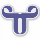 抽象的な青い雄牛のTの文字 シール (正面)
