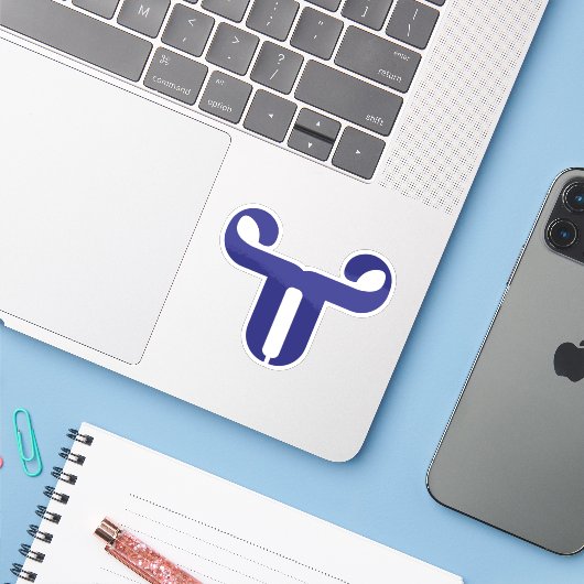 抽象的な青い雄牛のTの文字 シール (ノートパソコンとiPhone)