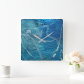 抽象的な青および水のデザイン スクエア壁時計 (ホーム)