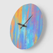 抽象的な青とオレンジ ラージ壁時計 (傾斜)