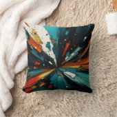 抽象的な青とオレンジ 607 クッション (ブランケット)