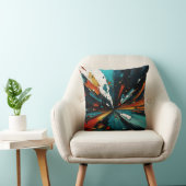 抽象的な青とオレンジ 607 クッション (椅子)