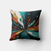 抽象的な青とオレンジ 607 クッション (裏面)