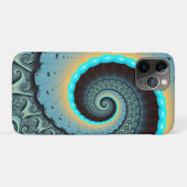 抽象的な青とターコイズとオレンジのフラクタルアート渦巻き Case-Mate iPhoneケース (裏面(横))