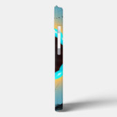 抽象的な青とターコイズとオレンジのフラクタルアート渦巻き Case-Mate iPhoneケース (裏面 / 左)