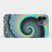 抽象的な青とターコイズとオレンジのフラクタルアート渦巻き Case-Mate iPhoneケース (裏面(横))