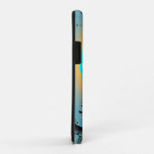 抽象的な青とターコイズとオレンジのフラクタルアート渦巻き Case-Mate iPhoneケース (裏面/右)