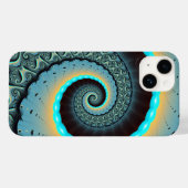抽象的な青とターコイズとオレンジのフラクタルアート渦巻き Case-Mate iPhoneケース (裏面 (横))
