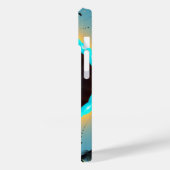 抽象的な青とターコイズとオレンジのフラクタルアート渦巻き Case-Mate iPhoneケース (裏面 / 左)