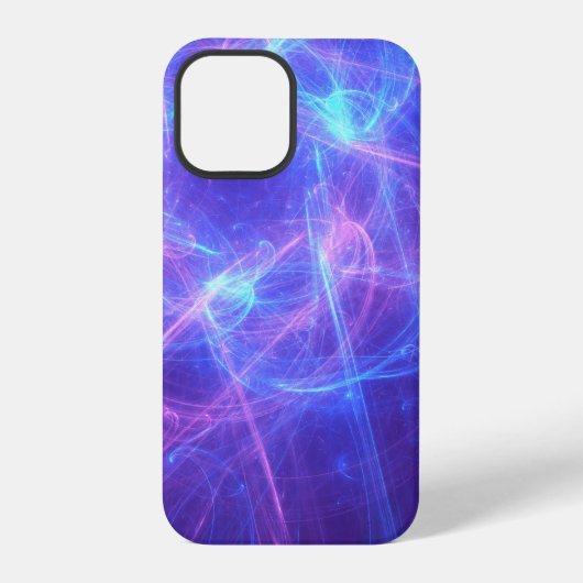 抽象的な青とピンクの渦巻くフラクタル iPhoneケース (裏面)