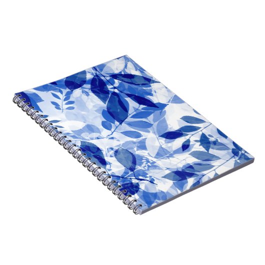 抽象的な青と白の葉の写真ノートブック ノートブック (右側)