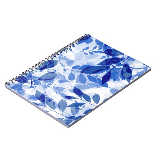 抽象的な青と白の葉の写真ノートブック ノートブック (左側)