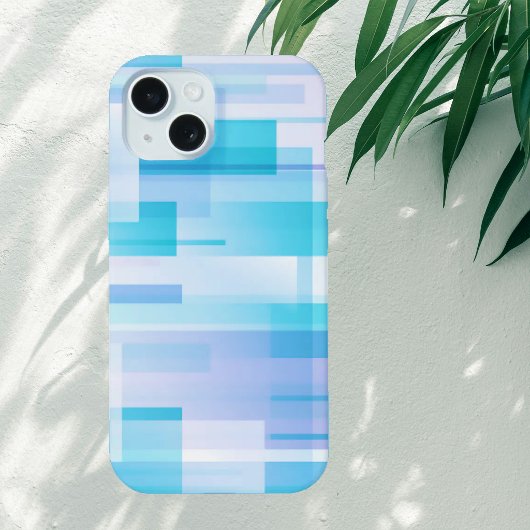 抽象的な青と紫の淡色ブロック iPhone 15ケース