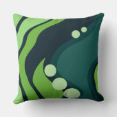 抽象的な青と緑の有機的な流動的な形 クッション (裏面)
