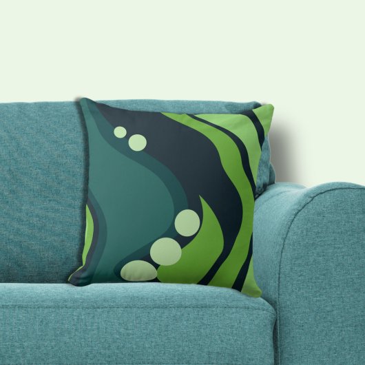 抽象的な青と緑の有機的な流動的な形 クッション