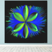 抽象的な青と緑の花開き キャンバスプリント (インサイチュ (ウッドフロア))