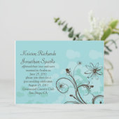 抽象的な青と茶色の結婚式後お祝いカード 招待状 (スタンド正面)