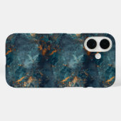 抽象的な青と金のペイントテクスチャ Case-Mate iPhoneケース (裏面 (横))