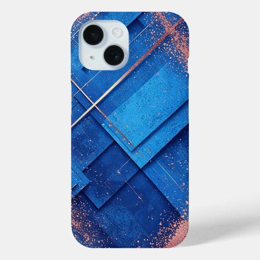 抽象的な青と金の芸術的構成 Case-Mate iPhoneケース (裏面)