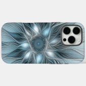 抽象的な青みがかった灰色の花のフラクタルアート Case-Mate iPhoneケース (裏面 (横))