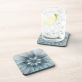 抽象的な青みがかった灰色の花のフラクタル Joyful Flower コースター (右側)