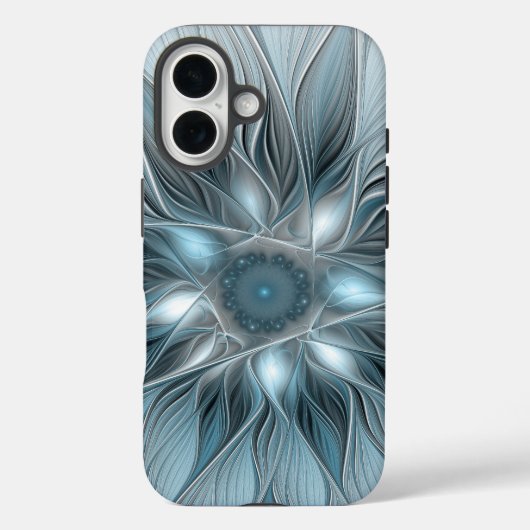 抽象的な青みがかった花のフラクタルデザイン Case-Mate iPhoneケース (裏面)