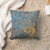 抽象的な青及び金ゴールドの枕 クッション (ブランケット)