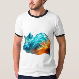 抽象的な青橙色の幾何学的な波 Tシャツ