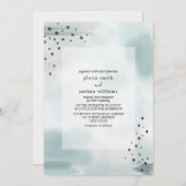 抽象的な青灰色の水彩画にインスパイアされたウェディング 招待状 (正面/裏面)